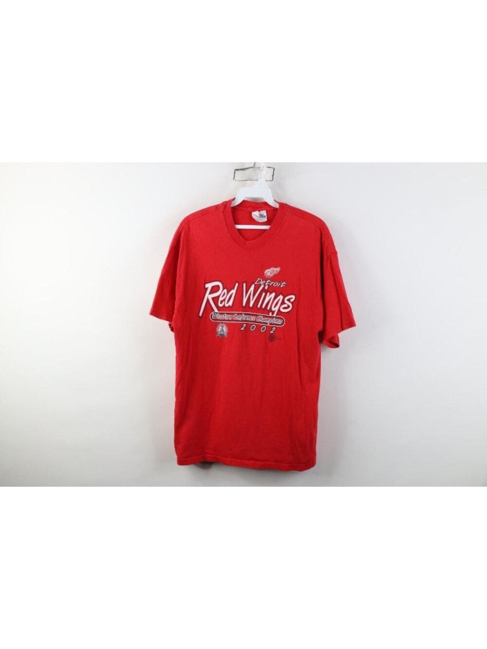Vintage Mens Large 2002 Stanley Cup Champions Detroit Red Wings Hockey T-Shirt